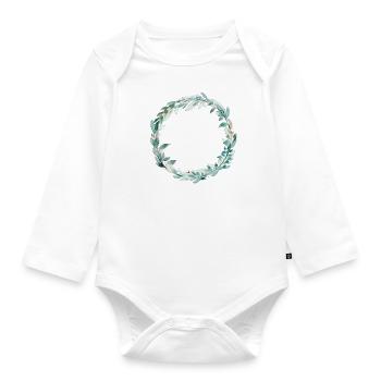 Customizable wreath trendy greenery & blush - Organic Longsleeve Baby Bodysuit - white - Front