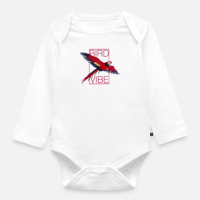 Perroquet rouge - OISEAU VIBE - Body Bébé bio manches longues - blanc