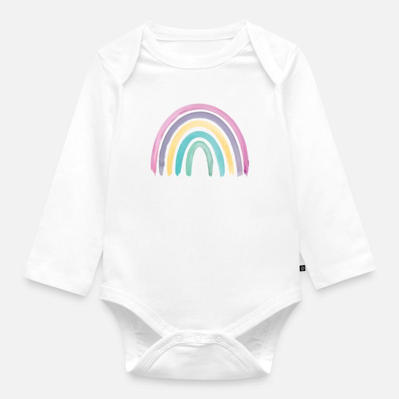 Regenbogen Boho Rainbow Baby - Baby Bio-Langarm-Body - Weiß