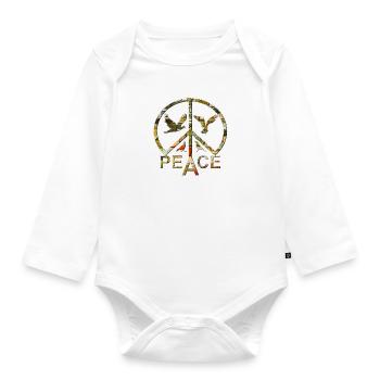 Signe de paix et colombes de paix - Body Bébé bio manches longues - blanc - Devant