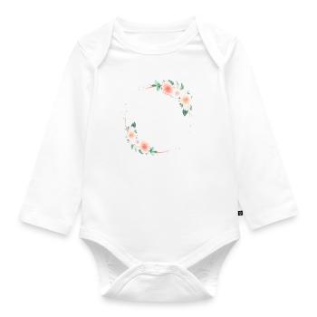 Customizable pastel half wreath - Organic Longsleeve Baby Bodysuit - white - Front