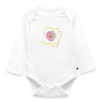 Margerite, Blüte, Blume - Baby Bio-Langarm-Body - Weiß - Vorne
