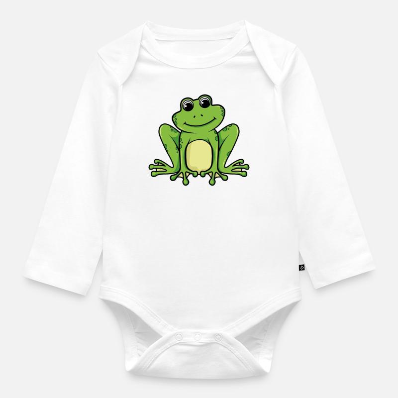 grenouille - Body Bébé bio manches longues - blanc