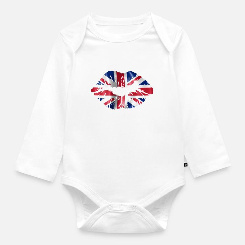 UK Lips - Body Bébé bio manches longues - blanc