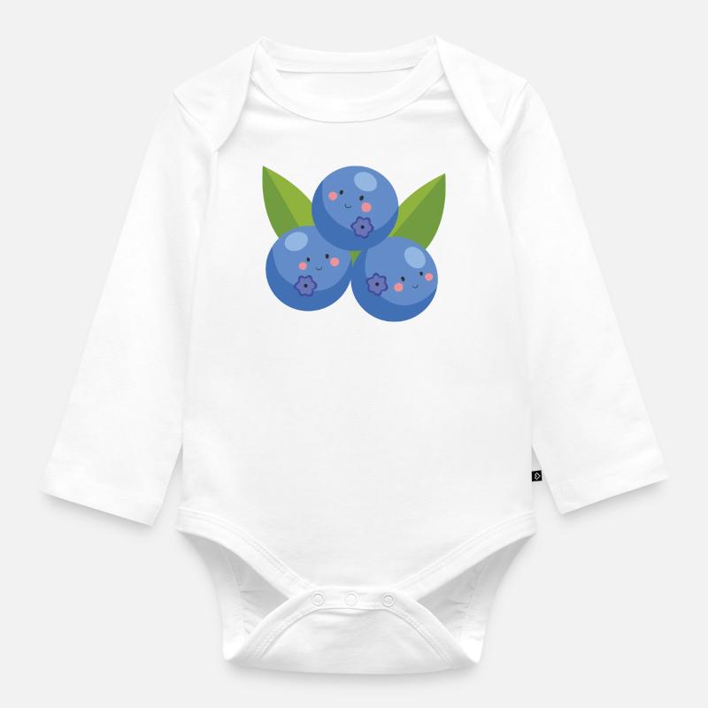 Blaubeere - Baby Bio-Langarm-Body - Weiß