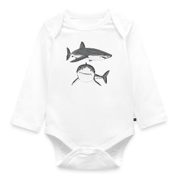 Great White Shark V design - Organic Longsleeve Baby Bodysuit - white - Front