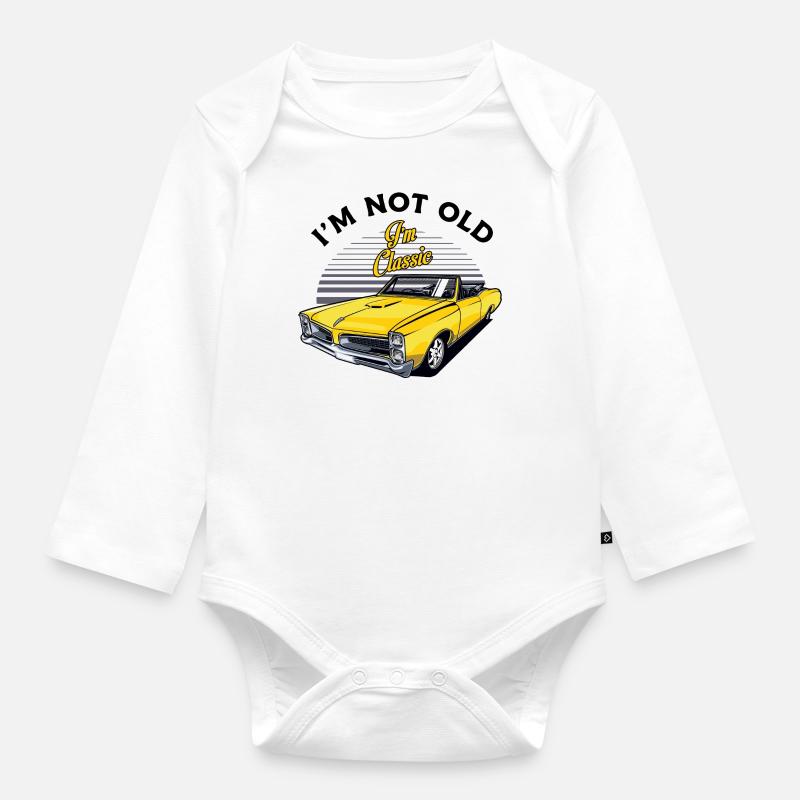 Old School Vintage Classic Oldtimer Auto - Baby Bio-Langarm-Body - Weiß