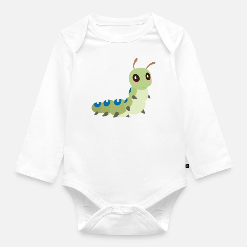 Raupe - Baby Bio-Langarm-Body - Weiß