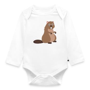 Beaver - Organic Longsleeve Baby Bodysuit - white - Front