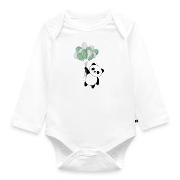 Cute Panda Balloons - Organic Longsleeve Baby Bodysuit - white - Front