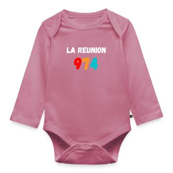 La RÉUNION 974 - Body Bébé bio manches longues - mauve - Devant