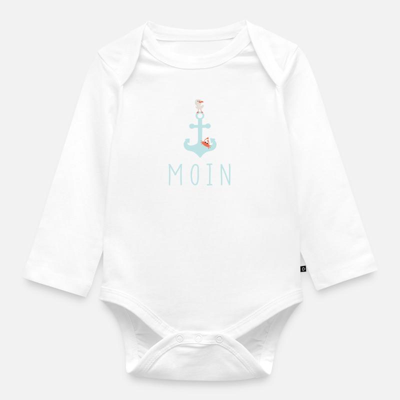 Moin mit Möwe - Baby Bio-Langarm-Body - Weiß