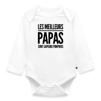 Les meilleurs papas sont sapeurs pompiers | humour - Body Bébé bio manches longues - blanc - Devant