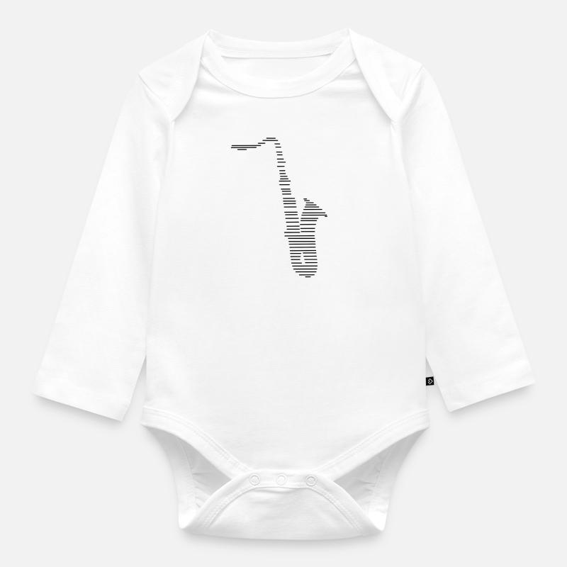 saxophone - Body Bébé bio manches longues - blanc