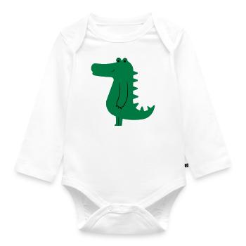 Krokodil - Baby Bio-Langarm-Body - Weiß - Vorne