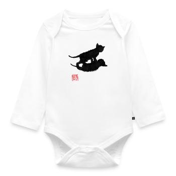 cat shadow - Baby Bio-Langarm-Body - Weiß - Vorne