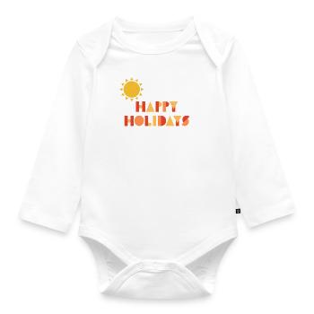 HAPPY HOLIDAYS - Organic Longsleeve Baby Bodysuit - white - Front