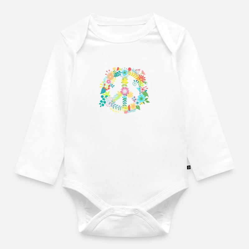 PEACE - Body Bébé bio manches longues - blanc