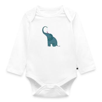Elephant and mouse friendship - Organic Longsleeve Baby Bodysuit - white - Front