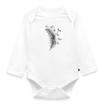 Vintage feather butterflies - Organic Longsleeve Baby Bodysuit - white - Front
