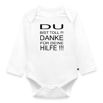 Danke für deine Hilfe Corona Mundschutz Abstand - Baby Bio-Langarm-Body - Weiß - Vorne