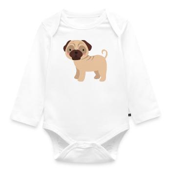 pug - Organic Longsleeve Baby Bodysuit - white - Front