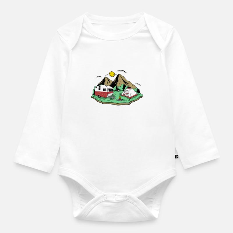 Camping - Baby Bio-Langarm-Body - Weiß