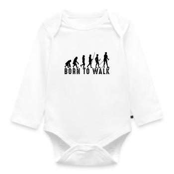Born to Walk - Nordic Walking - Black - Organic Longsleeve Baby Bodysuit - white - Front