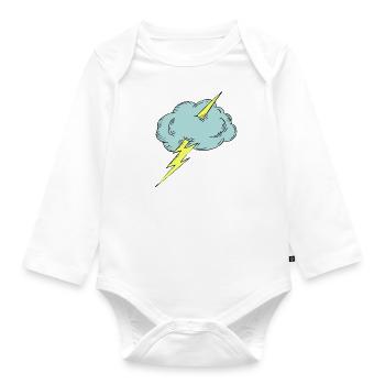 Donner! Gewitter mit Wolke - Baby Bio-Langarm-Body - Weiß - Vorne