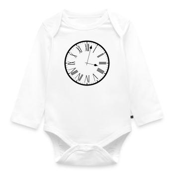 Die Zeit tickt. - Baby Bio-Langarm-Body - Weiß - Vorne
