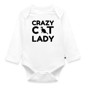 CRAZY CAT LADY - Baby Bio-Langarm-Body - Weiß - Vorne