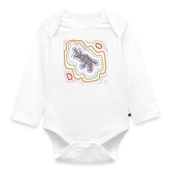 Autralisches Aborigine-Kunstschnabeltier - Baby Bio-Langarm-Body - Weiß - Vorne