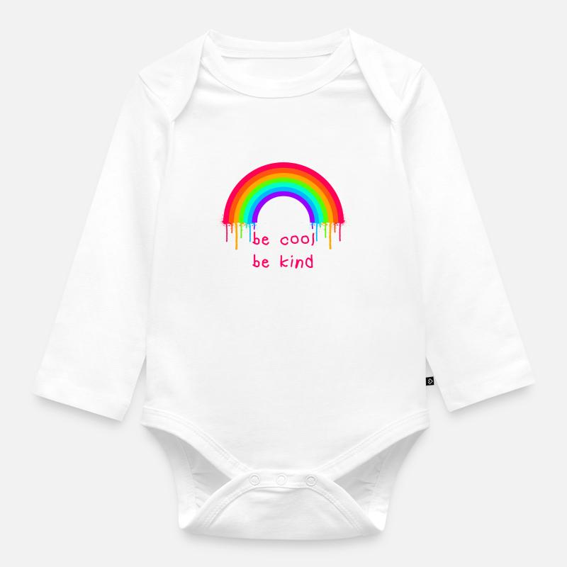 Rainbow - Organic Longsleeve Baby Bodysuit - white