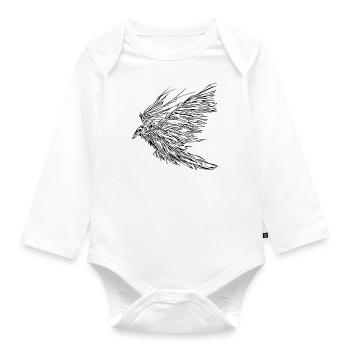 Fliegender Rabe - Baby Bio-Langarm-Body - Weiß - Vorne