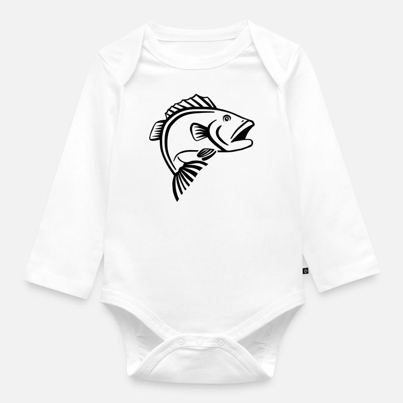 Angeln - Baby Bio-Langarm-Body - Weiß