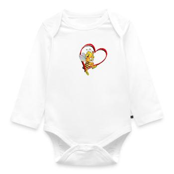 A heart for bees - Organic Longsleeve Baby Bodysuit - white - Front