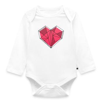 Sticker Herz Aufkleber Abstrakt - Baby Bio-Langarm-Body - Weiß - Vorne