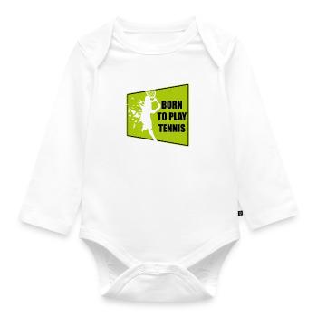 Born to play Tennis - Organic Longsleeve Baby Bodysuit - white - Front