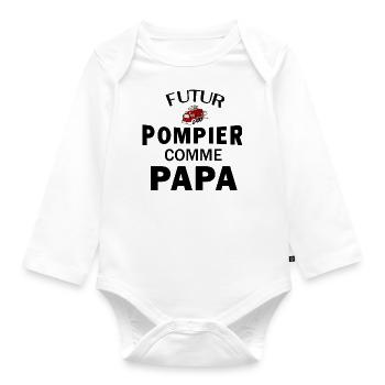 Futur pompier comme papa - Body Bébé bio manches longues - blanc - Devant