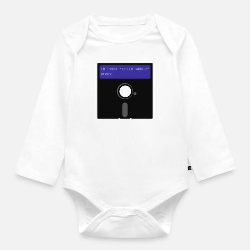 floppy disk - Organic Longsleeve Baby Bodysuit - white