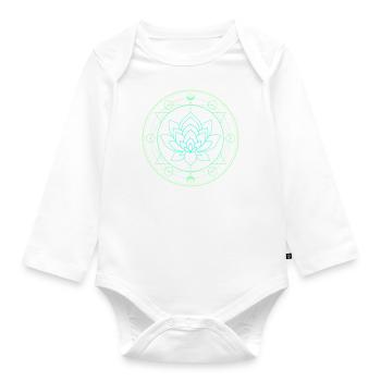 Lotus Moon Sacred Geometry - Organic Longsleeve Baby Bodysuit - white - Front