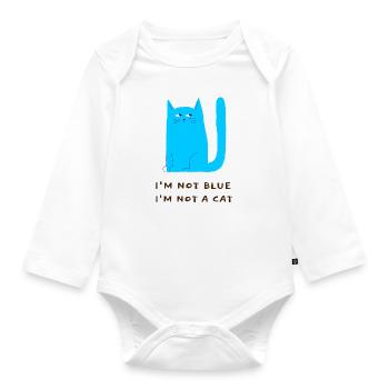 Ich bin nicht blau Ich bin keine Katze - blaue Katze - Baby Bio-Langarm-Body - Weiß - Vorne