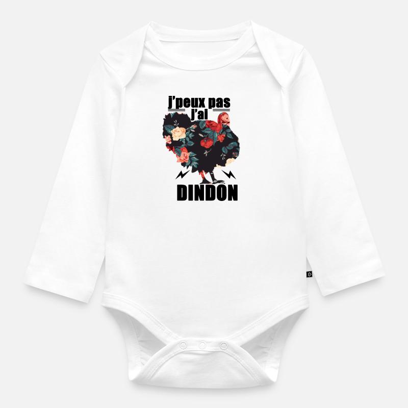 j'peux pas j'ai dindon - Body Bébé bio manches longues - blanc