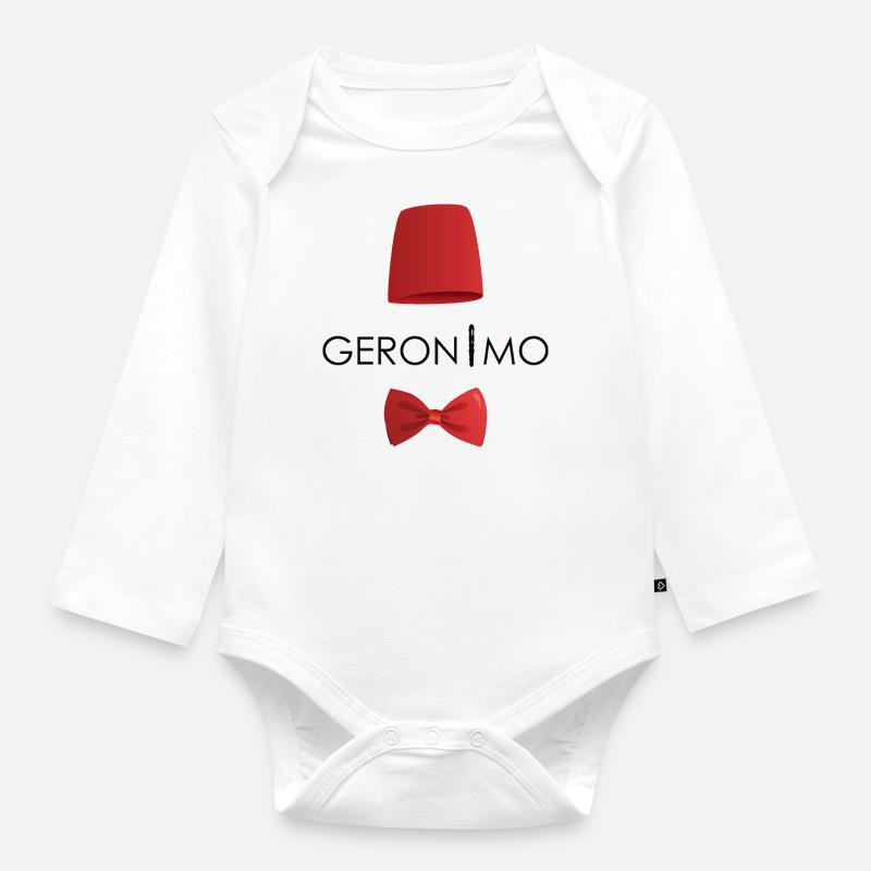 Geronimo Fez & Bowtie - Baby Bio-Langarm-Body - Weiß