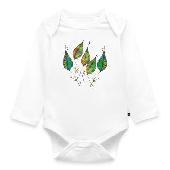 Leaves - Organic Longsleeve Baby Bodysuit - white - Front