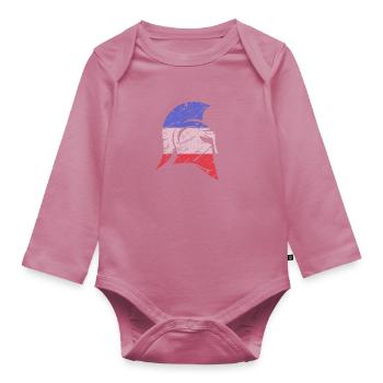 Spartan helmet blue white red France Spartan - Organic Longsleeve Baby Bodysuit - mauve - Front