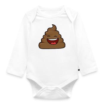 Poop laughs - Organic Longsleeve Baby Bodysuit - white - Front