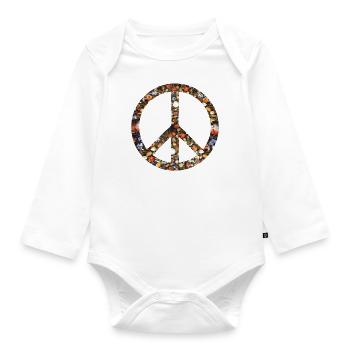Peace sign Peace movement Peace symbol Peace - Organic Longsleeve Baby Bodysuit - white - Front