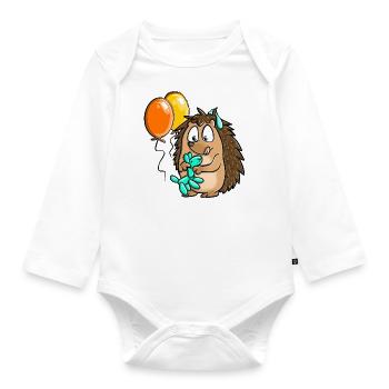 Paulchen Peng Igel Ballons Design Statement - Baby Bio-Langarm-Body - Weiß - Vorne