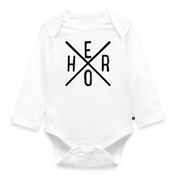 hero - Organic Longsleeve Baby Bodysuit - white - Front